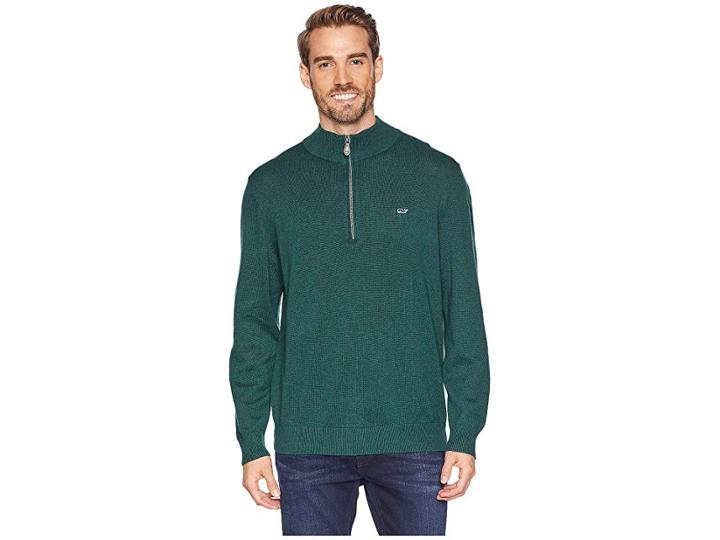 Vineyard Vines Palm Beach 1/4 Zip Sweater (charleston Green) Men's Sweater