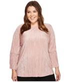 Vince Camuto Specialty Size Plus Size Pleated Knit Bell Sleeve Blouse (iced Rose) Women's Blouse