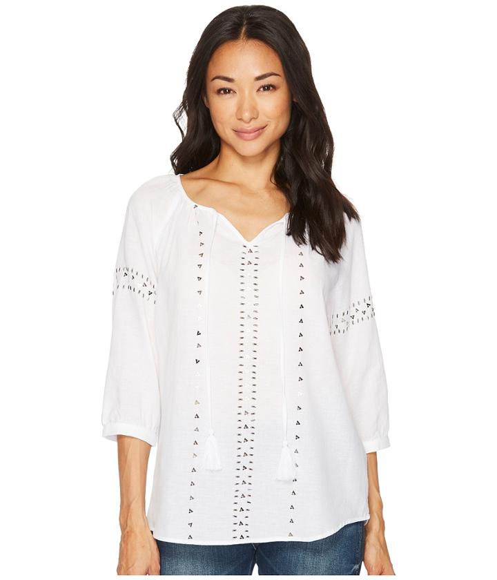 Tribal 3/4 Raglan Sleeve Embellished Blouse (white) Women's Blouse