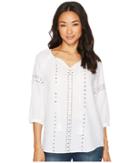 Tribal 3/4 Raglan Sleeve Embellished Blouse (white) Women's Blouse