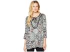 Tribal 3/4 Sleeve Tunic Blouse With Velvet Tape (alpine Green) Women's Blouse