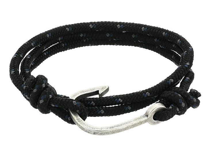 Steve Madden Wrap Around Bracelet With Hook Closure In Stainless Steel (black/silver/blue) Bracelet