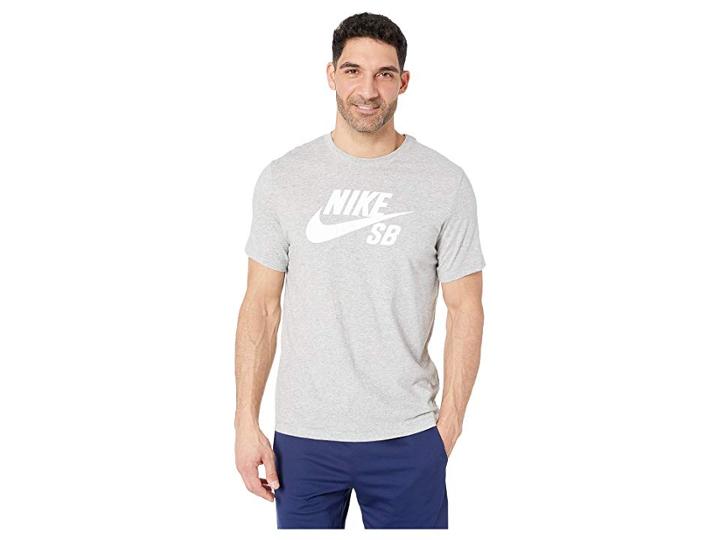 Nike Sb Dry Tee Dfct Logo (dark Grey Heather/white) Men's Clothing