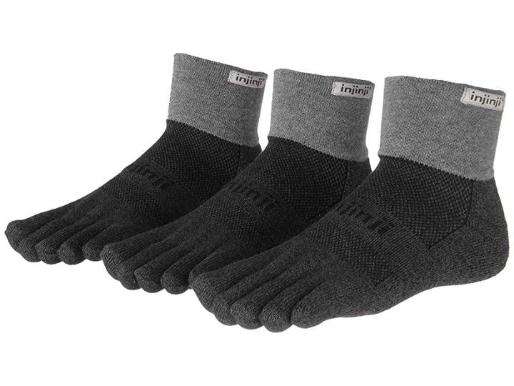 Injinji Trail Midweight Mini-crew Coolmax 3 Pair Pack (granite) Quarter Length Socks Shoes