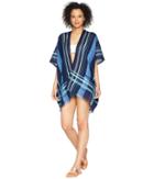 Echo Design Pool Side Plaid Open Cardi (navy) Women's Clothing