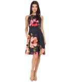 Donna Morgan Sleeveless Printed Twill Fit And Flare (midnight Multi) Women's Dress