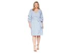 Adrianna Papell Plus Size Short Wrap Dress Long Sleeves (light Blue/ivory) Women's Dress
