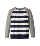 Toobydoo Rugby Stripe Baseball Sweater (toddler/little Kids/big Kids) (navy/white) Boy's Sweater