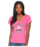 Champion College Michigan Wolverines University V-neck Tee (wow Pink) Women's T Shirt