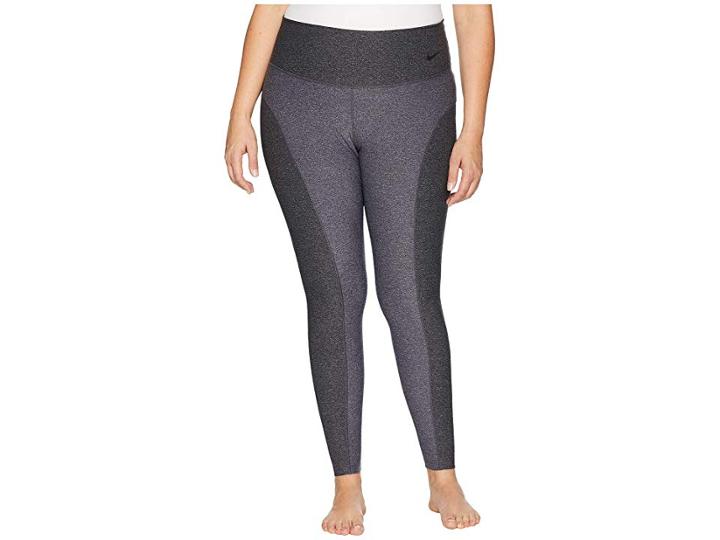 Nike Power Color Block Studio Tights (size 1x-3x) (gridiron/heather/black/black) Women's Casual Pants