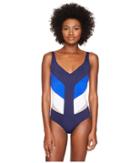La Perla Color Power Underwire One-piece (navy/cobalt/white) Women's Swimsuits One Piece
