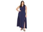 Michael Michael Kors Plus Size Solid Slit Maxi Dress (true Navy) Women's Dress