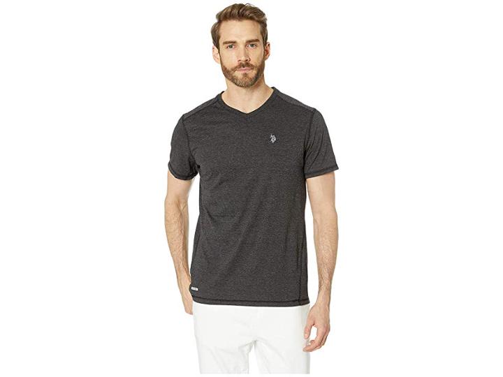 U.s. Polo Assn. V-neck Tee (black Heather) Men's Clothing