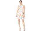 Taylor Sleeveless Abstract Print Fit And Flare Dress (ivory/coral) Women's Dress