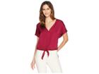 Lucky Brand Tie Front Top (beet Red) Women's Clothing
