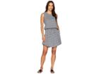 Dylan By True Grit Montauk Stripe Soft Cotton Knit Tie Tank Dress With Pocket (heather/indigo) Women's Dress