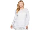 Michael Michael Kors Plus Size Petite Stripe Double Hem Top (light Quartz/white) Women's Clothing