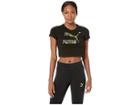Puma Wild Pack Cropped Tee (cotton Black/camo) Women's T Shirt