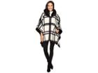 Via Spiga Hooded Cape With Faux Fur Trim (black/white) Women's Coat