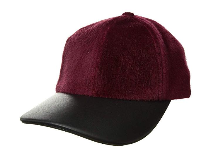 Bcbgmaxazria Faux Pony And Pu Baseball (wine) Baseball Caps