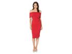 Marina Stretch Crepe Side Drape Off The Shoulder Short Slim Dress (red) Women's Clothing