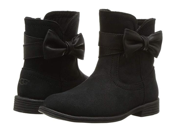 Ugg Kids Joanie Bow Boot (toddler/little Kid/big Kid) (black) Girls Shoes