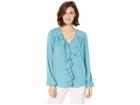 Karen Kane Ruffle Front Top (jade) Women's Clothing