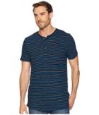 Calvin Klein Jeans Short Sleeve Grindle Stripe Henley (sky Captain) Men's Short Sleeve Knit