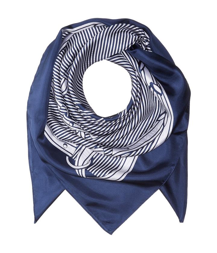 Lauren Ralph Lauren Fabian Silk Square Scarf (navy) Scarves