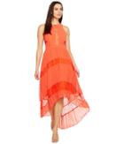 Adelyn Rae Irina Woven Pleated Dress (orange) Women's Dress