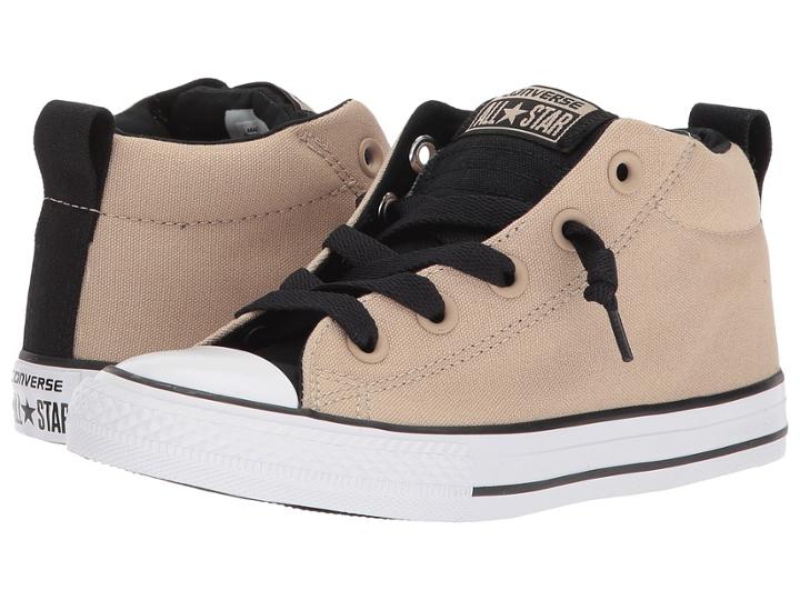 Converse Kids Chuck Taylor All Star Street Mid (little Kid/big Kid) (vintage Khaki/black/white) Boy's Shoes
