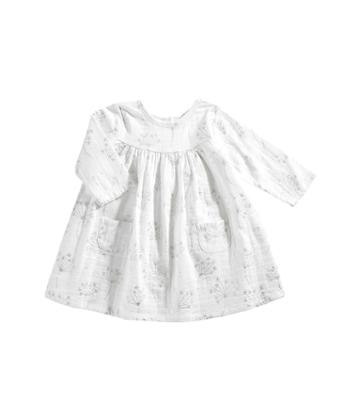 Aden + Anais Long Sleeve Pocket Dress (infant) (metallic Silver Dandelion) Girl's Dress