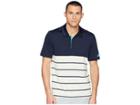 Adidas Golf Ultimate Heather Stripe Polo (collegiate Navy/aero Green Heather) Men's Clothing