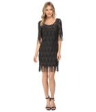 Jessica Simpson Metallic Frindge Dress (black) Women's Dress