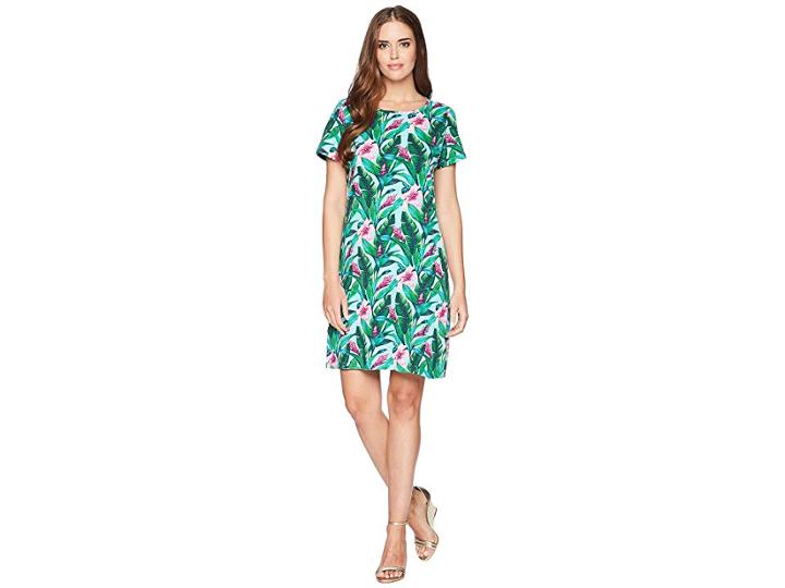 Tommy Bahama Tulum Blooms Short Sleeve T-shirt Dress (blue Radiance) Women's Dress