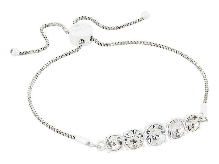 Guess Graduated Stone Slider Close Bracelet (silver/white) Bracelet