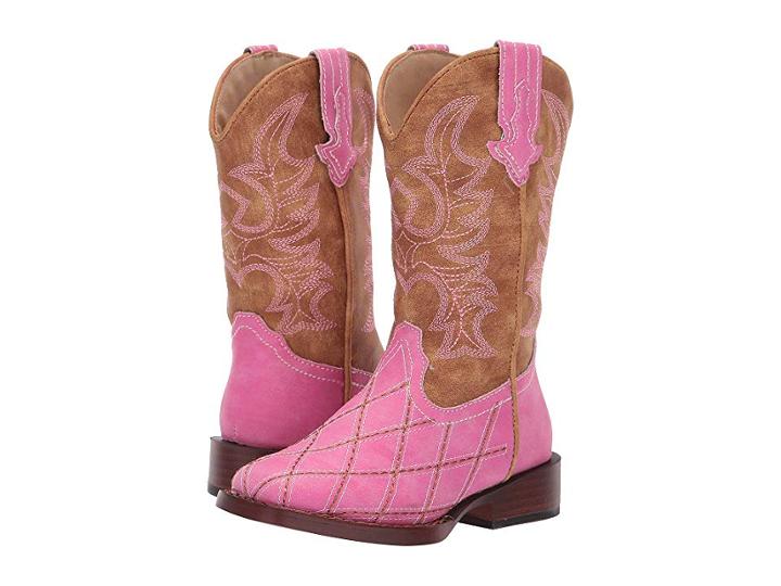 Roper Kids Crosscut (toddler/little Kid) (diamond Checked Pink Vamp) Cowboy Boots