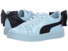 Puma Kids Basket Bow Patent Ac (little Kid/big Kid) (cerulean/peacoat) Girl's Shoes