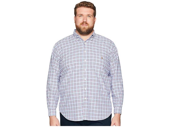 Polo Ralph Lauren Big Tall Oxford (wine/blue Multi) Men's Clothing