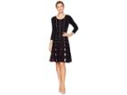 Gabby Skye Diamond Pattern Fit Flare Sweater Dress (black/garnet/sand) Women's Dress