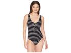 Seafolly Inka Stripe Lace-up Maillot (black) Women's Swimsuits One Piece