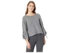 Kenneth Cole New York Long Sleeve Cropped Boat Neck W/ Gathered Sleeves Top (flannel Grey Heather) Women's Clothing