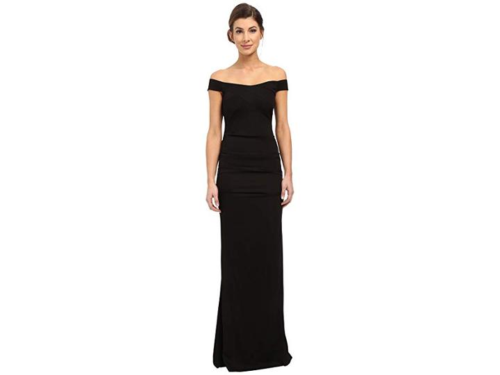 Nicole Miller Drop Shoulder Gown (black) Women's Dress