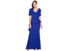 Badgley Mischka 1/2 Sleeve Gown W/ Peplum (cobalt) Women's Dress