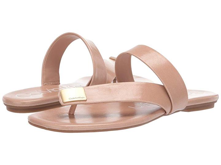 Calvin Klein Saurin (desert Sand Varnished Crackle) Women's Sandals