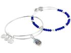 Alex And Ani Color Infusion Peacock Set Of 2 (shiny Silver) Bracelet