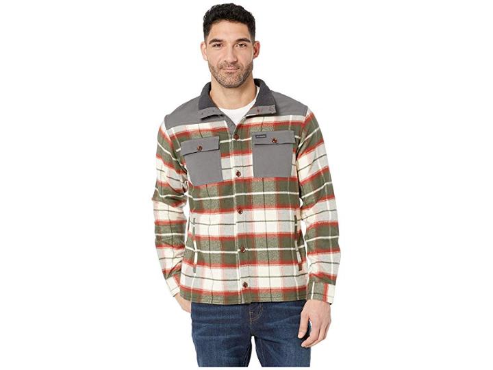 Columbia Deschutes Rivertm Shirt Jacket (rusty Large Plaid) Men's Long Sleeve Button Up