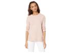 Pink Rose Scoop Neck Drop Shoulder Long Sleeve Sweater W/ Lace-up Sides (mink Velvet) Women's Sweater