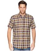 Pendleton Linen Short Sleeve Button Down Collar Shirt (green/rust Plaid) Men's Clothing