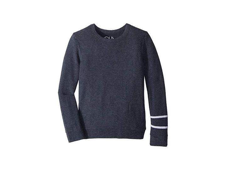 Chaser Kids Soft Love Knit Pullover Sweater With Stripes (little Kids/big Kids) (avalon/white) Boy's Sweater